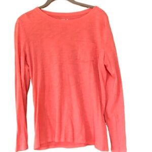 Gap Body Womens Orange Cotton Slub Long Sleeve T Shirt, M